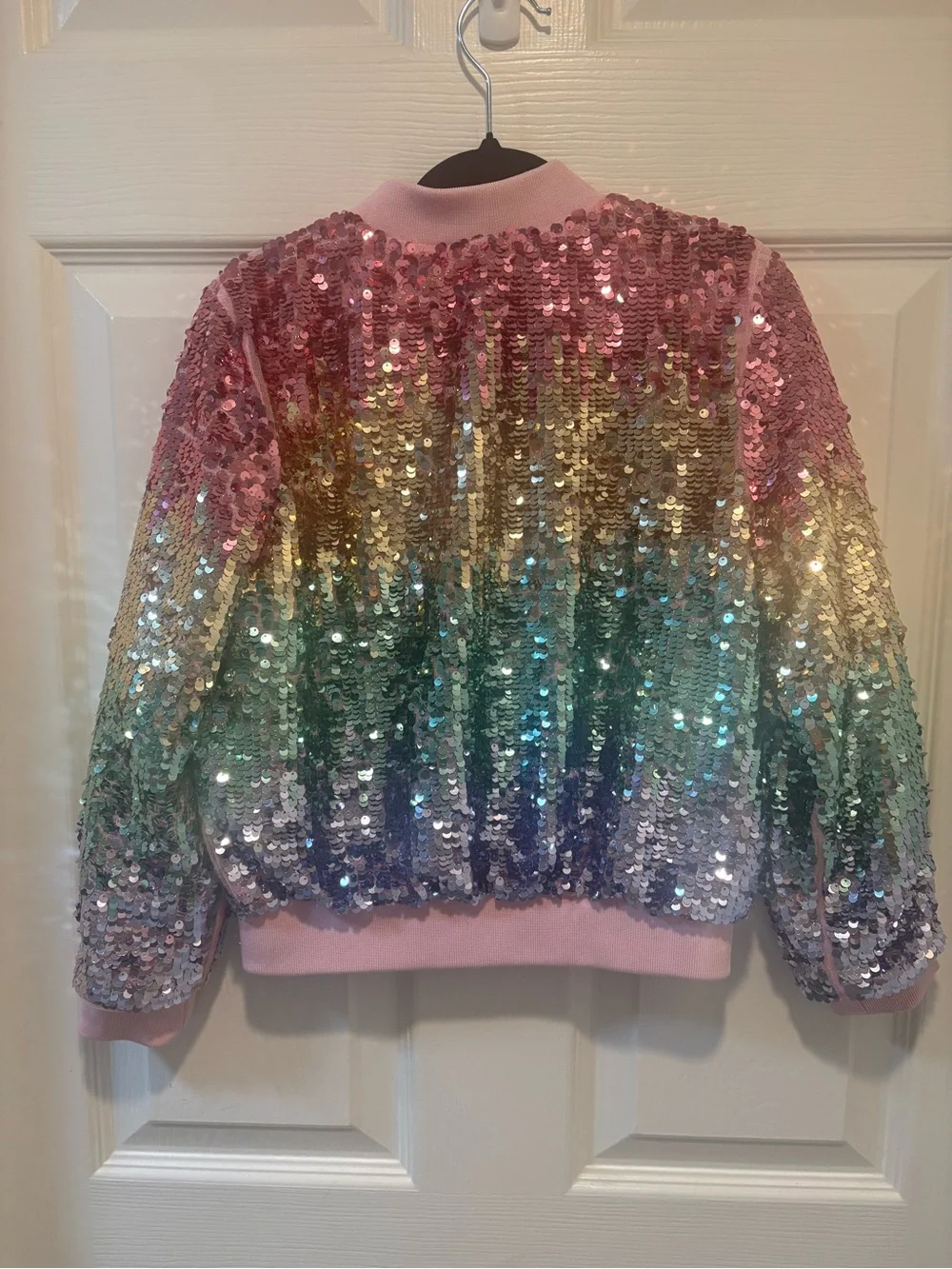 H&M size 7 Kids Pink Sequin Ombre Jacket